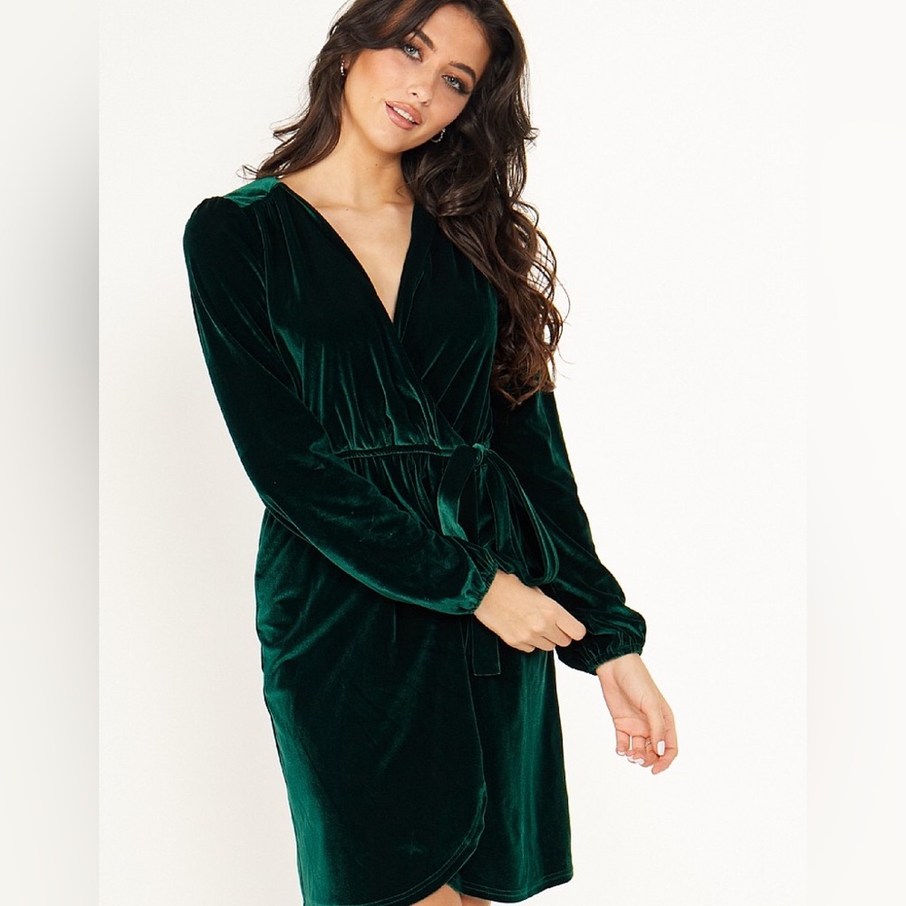 🌲Christmas Party Dress🌲 Green Velvet Wrap